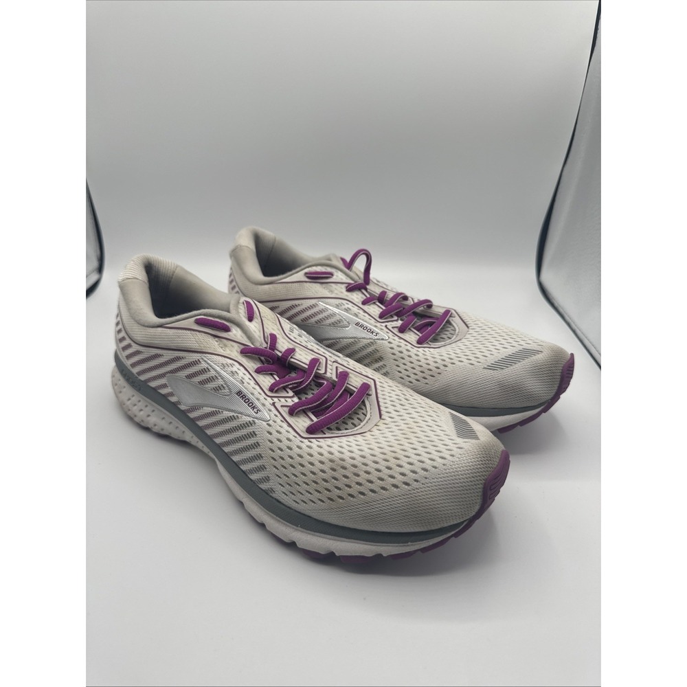 Brooks Ghost 12 Womens Size 11 Gray Purple White Athletic Running Shoes Sneakers